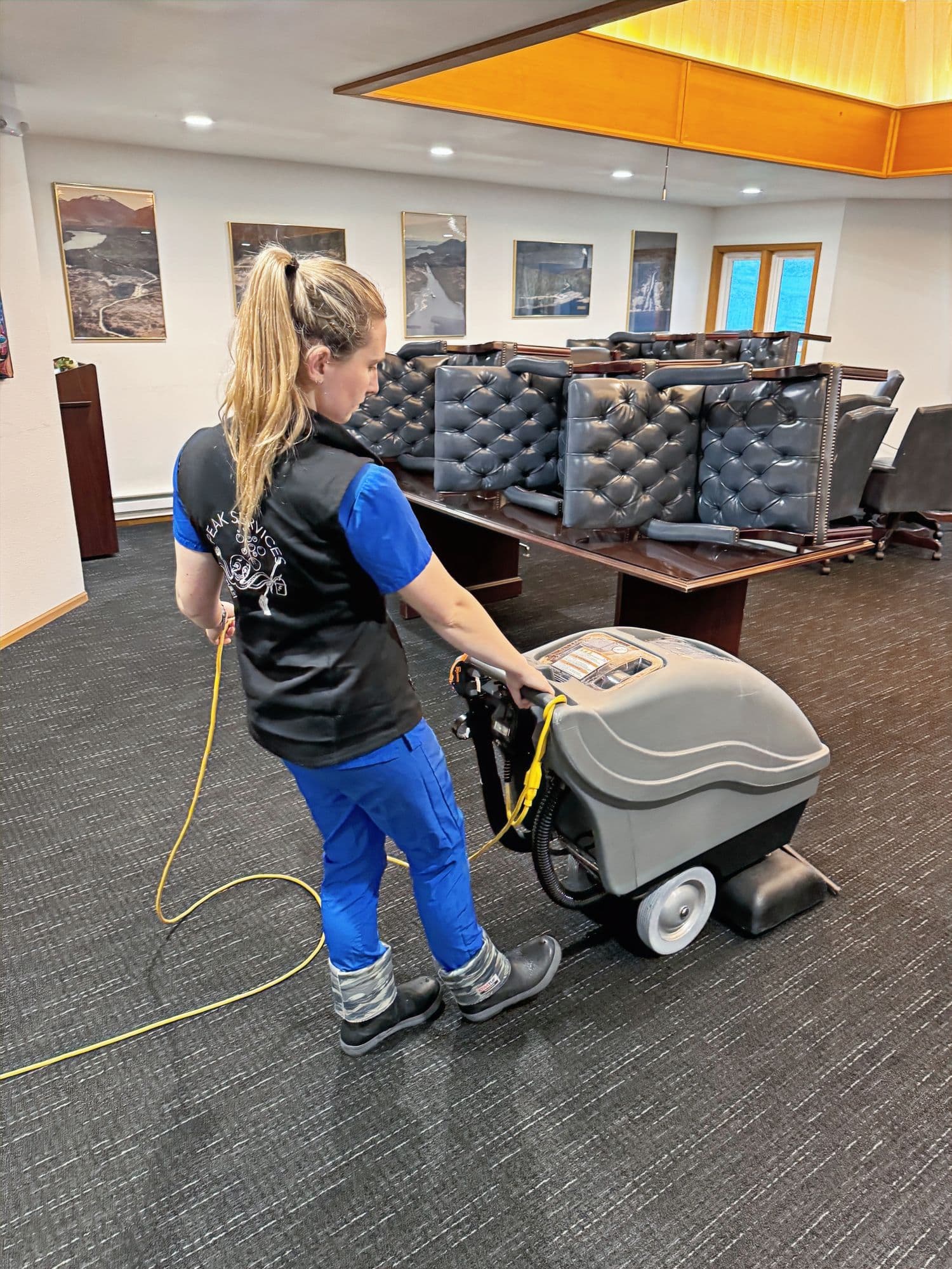 Carpet extraction with a Peak Services floor machine